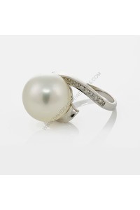 13mm Silverose South Sea Pearl Pearl Diamond Ring